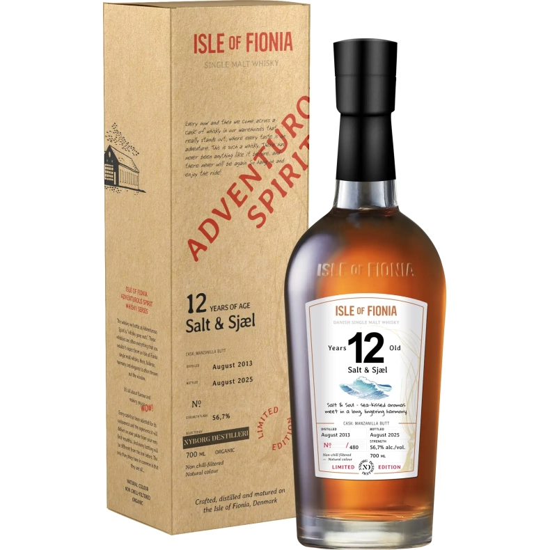 Isle of Fionia - 12 y.o. SALT &amp; SJL - Single Malt Danish Whisky 56,7% alk./vol. 700 ml.