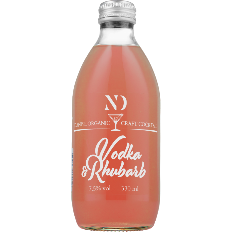 ND Craft Cocktail - VODKA &amp; RHUBARB - Organic 7,5% alk./vol. 330 ml.