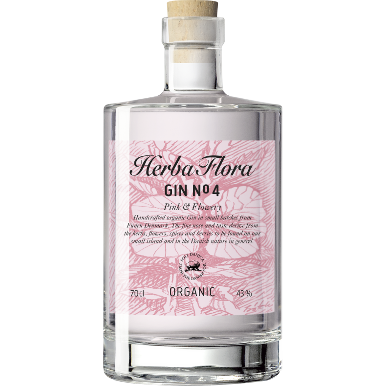 Herba Flora Gin -  N4 GIN PINK &amp; FLOWERY - Organic 43% alk./vol. 700 ml.